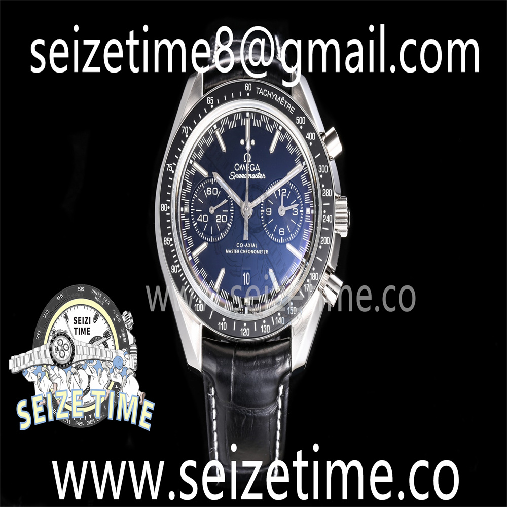 Speedmaster Racing Master SS Black Dial on Leather Strap A7750