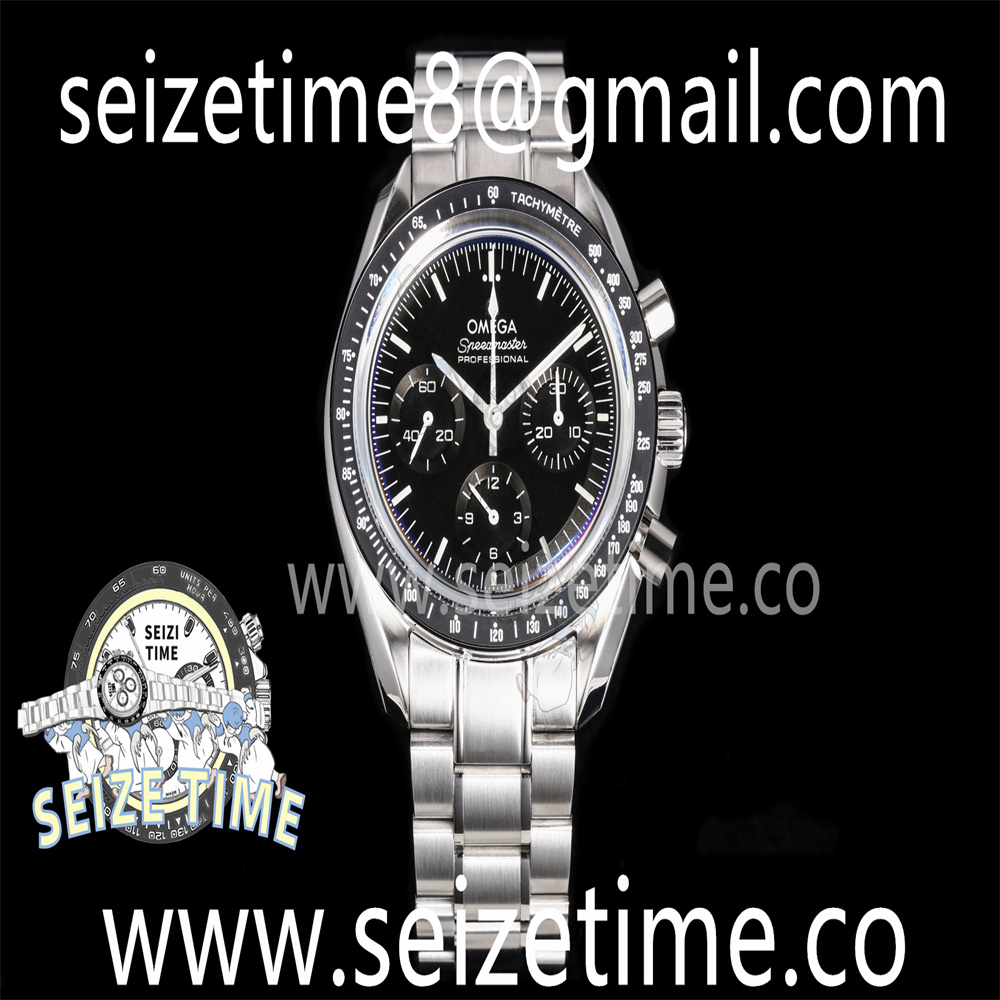 Speedmaster SS Black Dial on SS Bracelet Manual Winding Chrono Movement