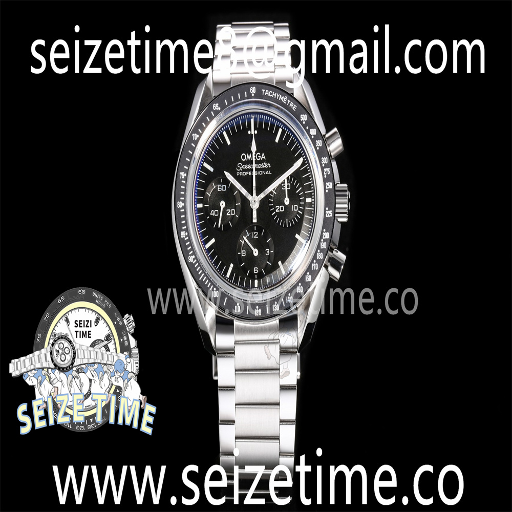 Speedmaster SS Black Dial on SS Bracelet Manual Winding Chrono Movement
