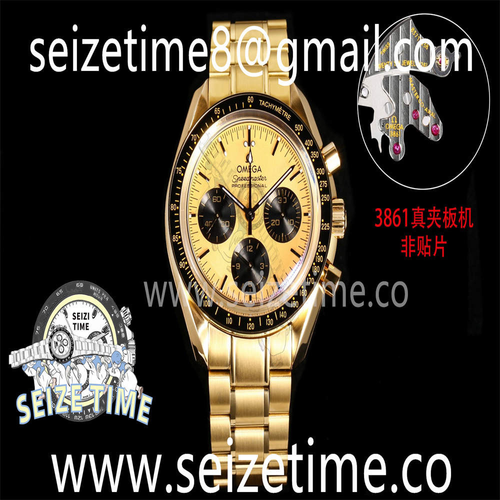 Speedmaster YG Yellow Gold Dial on SS Bracelet Manual Winding Chrono Movement