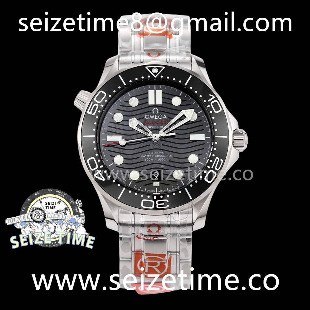 Seamaster Diver 300m SS ORF 1:1 Best Edition Black Dial on SS Bracelet Asia 8800
