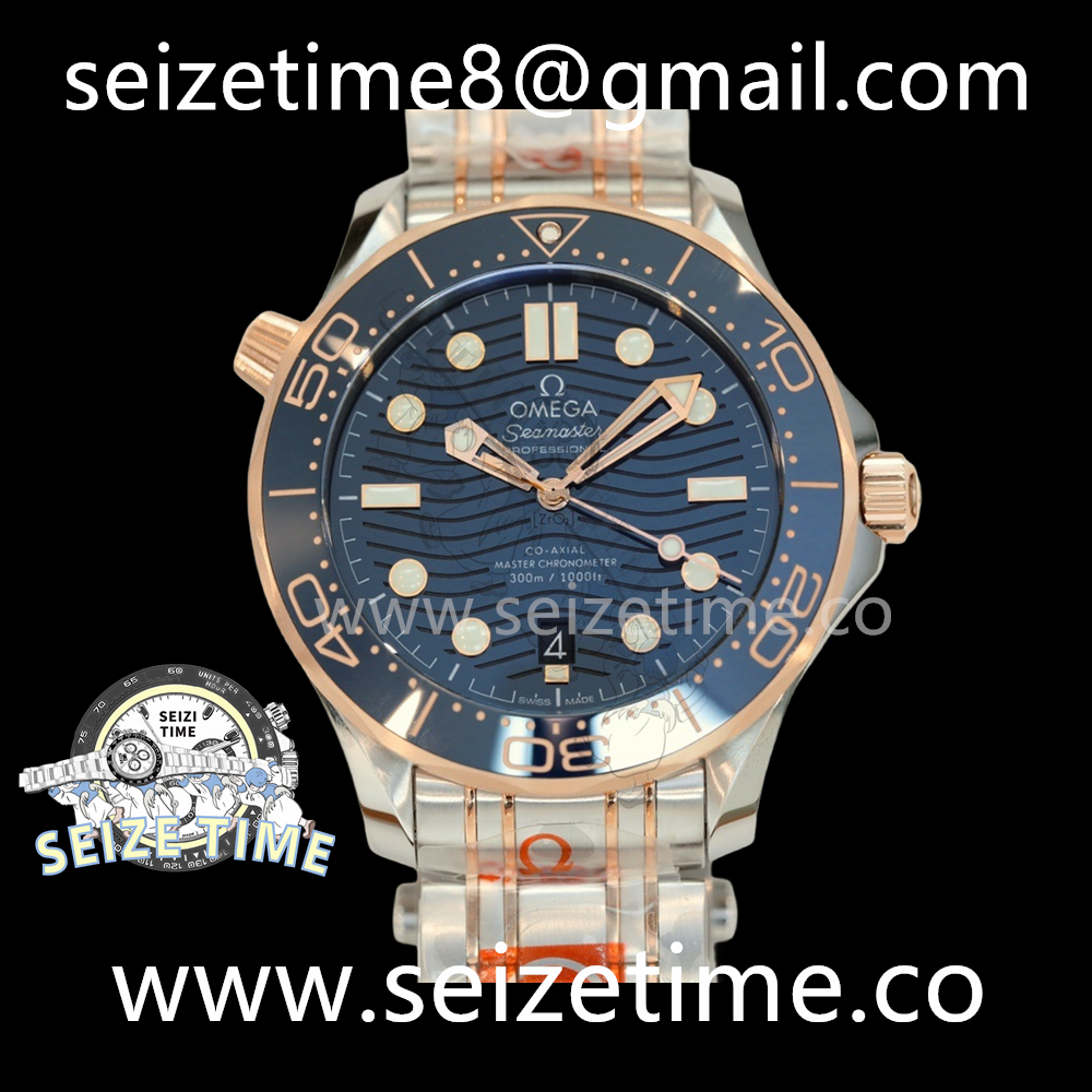 Seamaster Diver 300m ORF 1:1 Best Edition RG/SS Blue Dial on RG/SS Bracelet Asia 8800