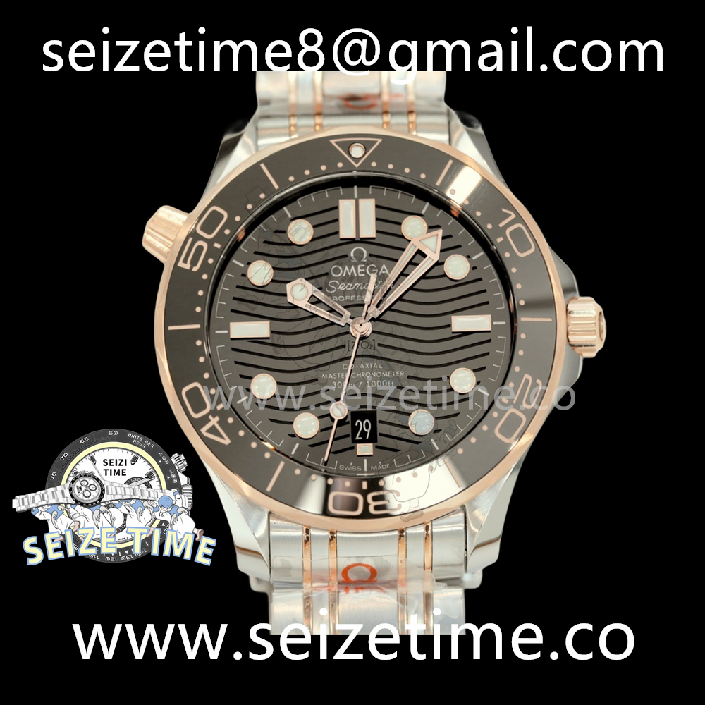 Seamaster Diver 300m ORF 1:1 Best Edition RG/SS Black Dial on RG/SS Bracelet Asia 8800