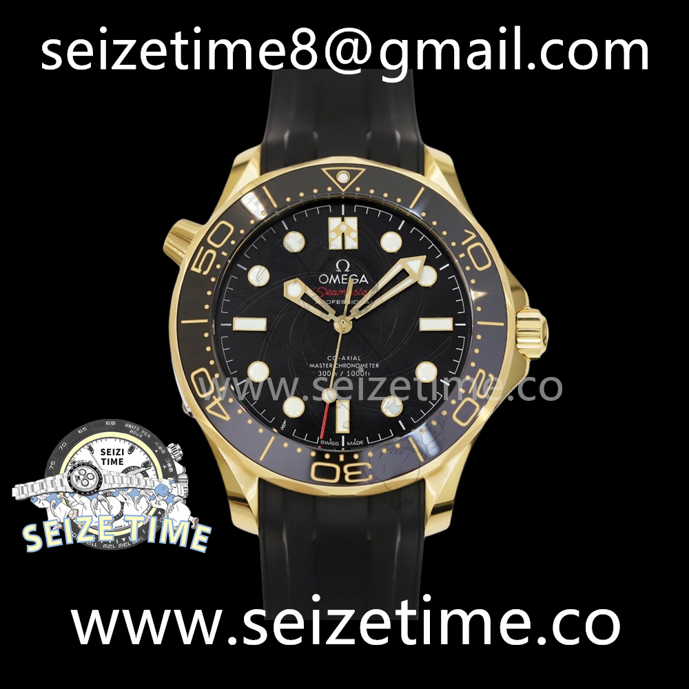SEAMASTER DIVER 300M CO-AXIAL MASTER CHRONOMETER “JAMES BOND” YG BLACK DIAL ON RUBBER STRAP ORF ASIA 8800