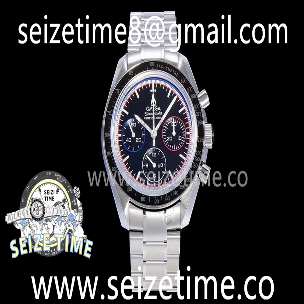 Speedmaster 50th Anniversary 1957-2007 OMF 1:1 Best Edition Black Dial on SS Bracelet Manual Winding Chrono Movement