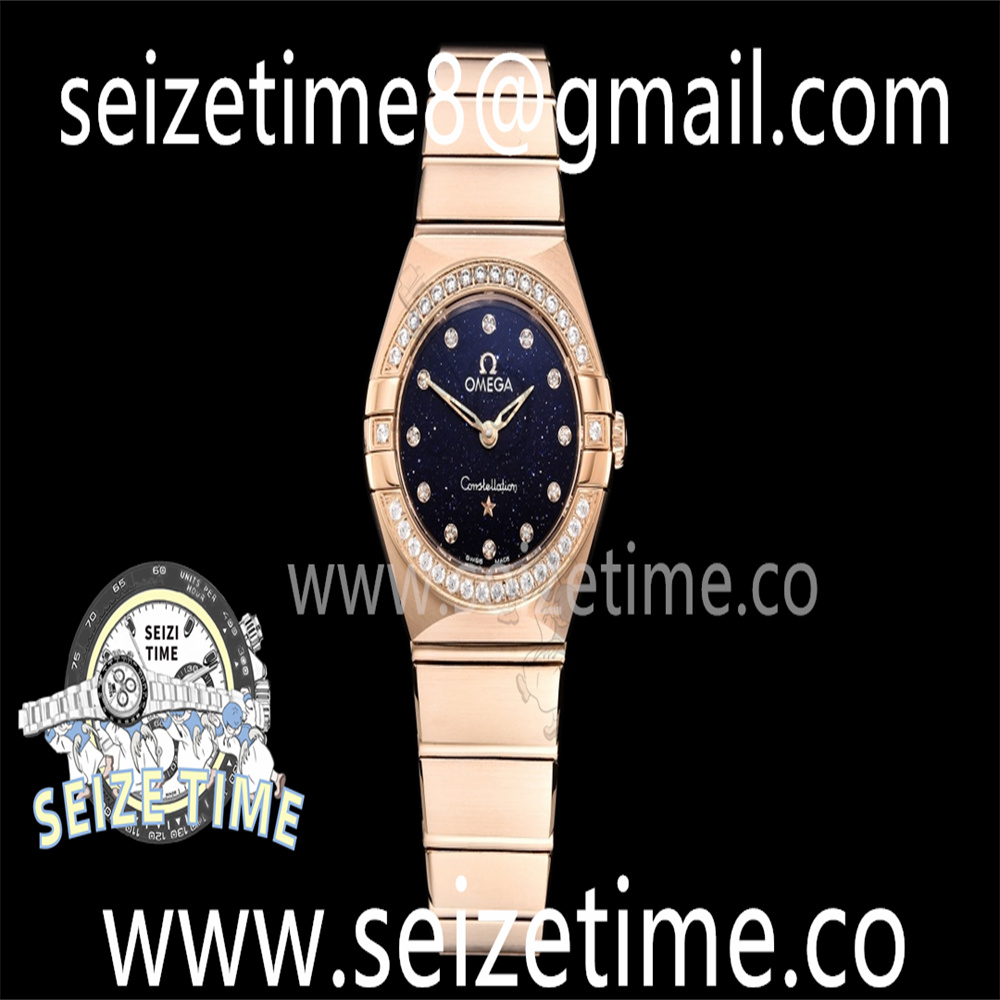 Constellation Quartz 25mm RG Diamond Bezel Blue Dial on RG Bracelet GF Sw Qtz