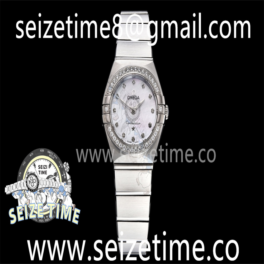 Constellation Quartz 25mm SS Diamond Bezel White MOP Dial on SS Bracelet GF Sw Qtz