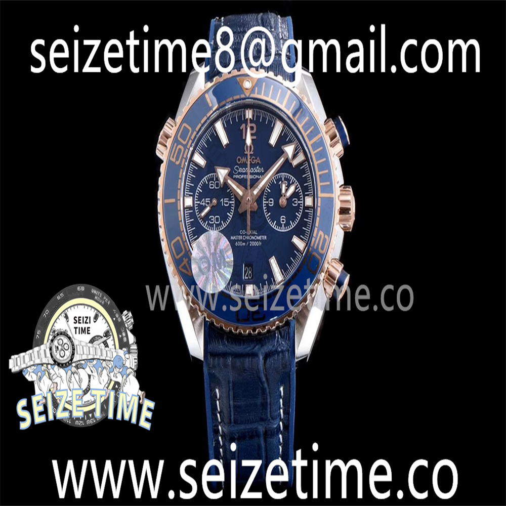 Planet Ocean Master Chronometer OMF RG/SS Blue Polished Bezel Blue Dial on Blue Leather Strap A9900 V3
