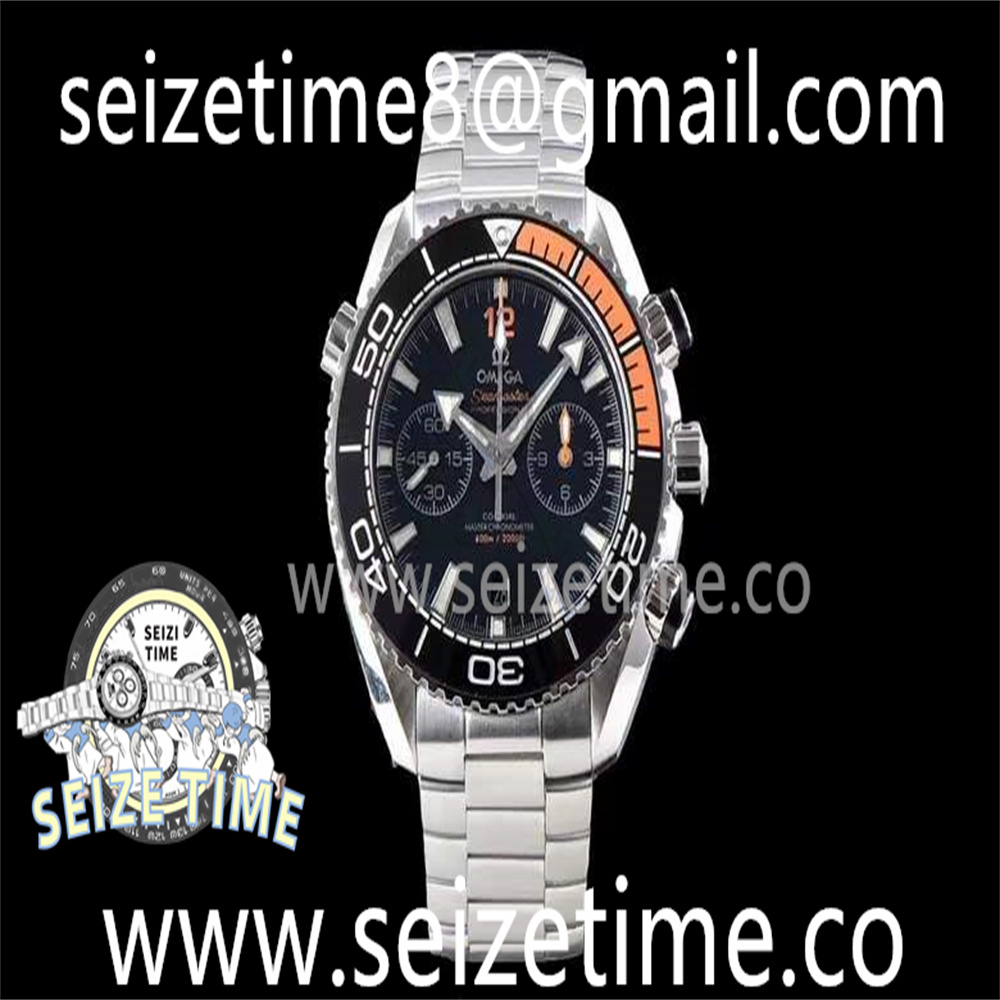 Planet Ocean Master Chronometer OMF SS Black/Orange Polished Bezel Black Dial on SS Bracelet A9900 V3