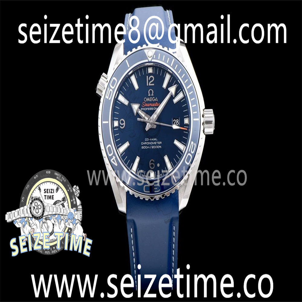Planet Ocean 42mm SS OMF 1:1 Best Edition Blue Bezel Blue Dial on Blue Nylon Strap A8900
