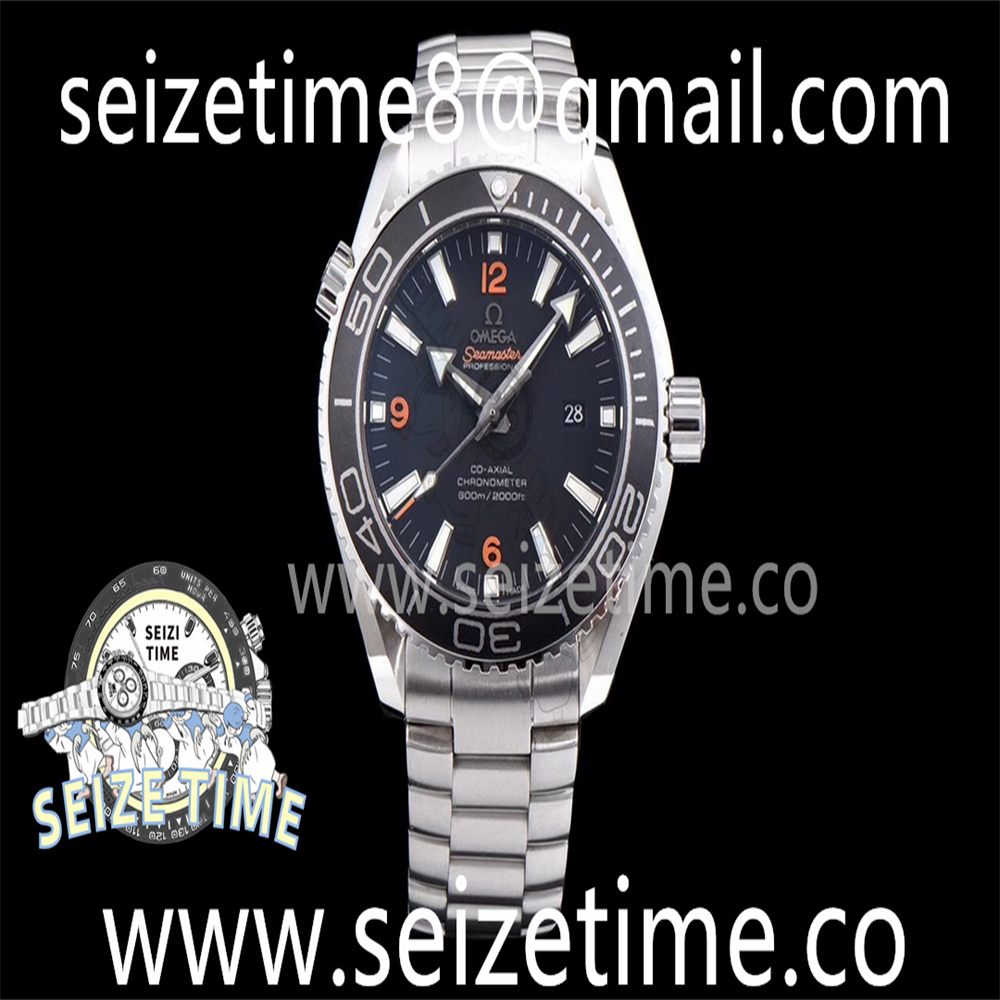 Planet Ocean 42mm SS OMF 1:1 Best Edition Black Bezel Black Dial on SS Bracelet A8900