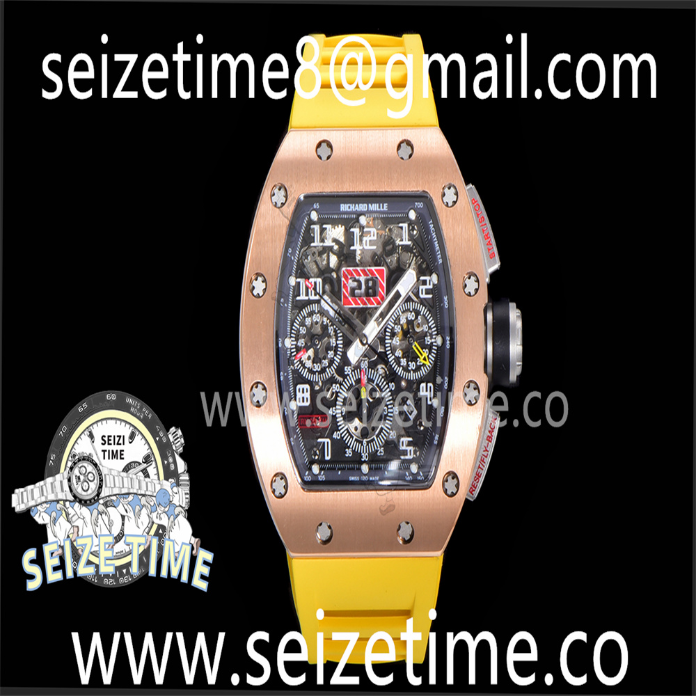 RM11-03 RG KVF 1:1 Best Edition Crystal Skeleton Dial on Yellow Racing Rubber Strap A7750