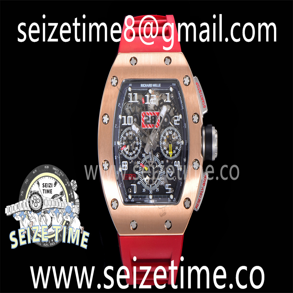 RM11-03 RG KVF 1:1 Best Edition Crystal Skeleton Dial on Red Racing Rubber Strap A7750