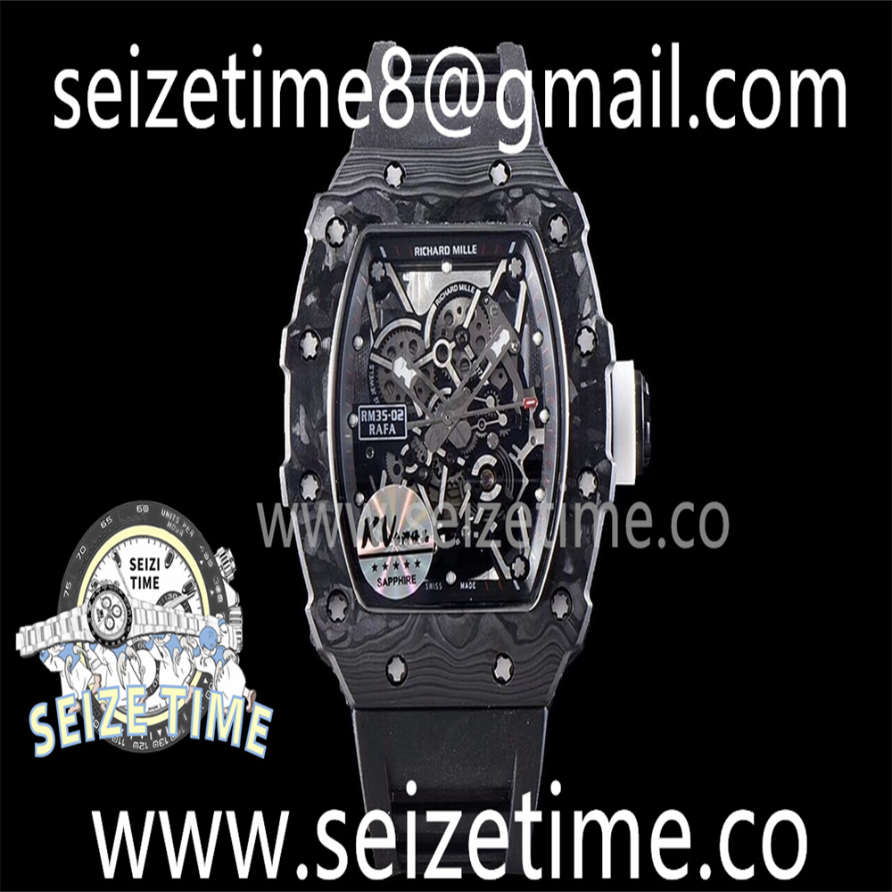 RM035-02 KVF Best Edition Skeleton Dial White on Black Rubber Strap MIYOTA8215 V3