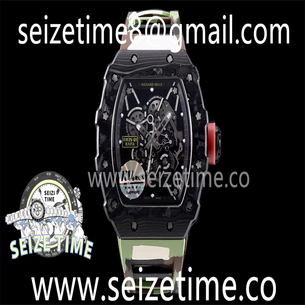 RM35-01 “Rafael Nadal” Forged Carbon Skeleton Dial on Camo Rubber Strap KVF V3 MY8215