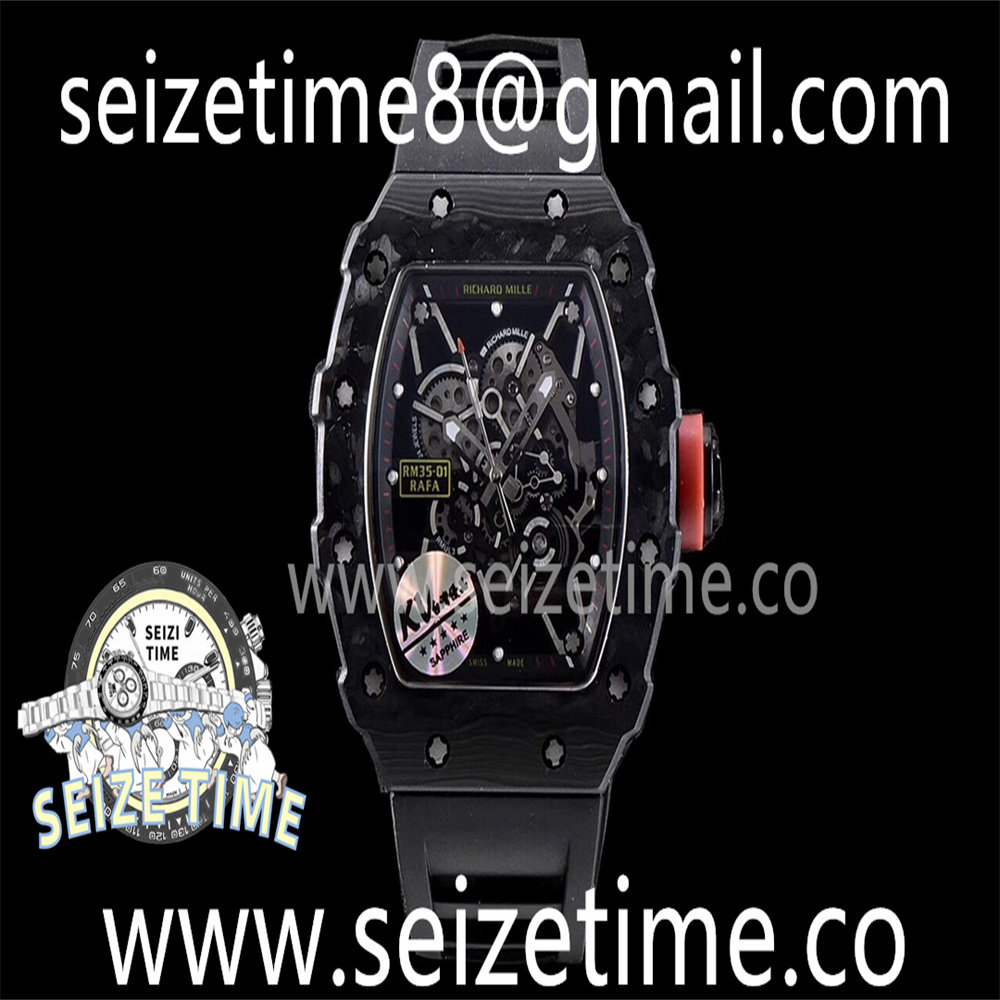 RM35-01 “RAFAEL NADAL” FORGED CARBON SKELETON DIAL ON BLACK RUBBER STRAP KVF V3 MY8215
