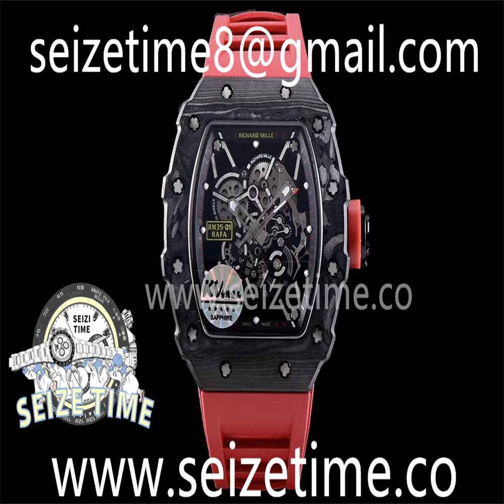 RM35-01 “RAFAEL NADAL” FORGED CARBON SKELETON DIAL ON RED RUBBER STRAP KVF V3 MY8215