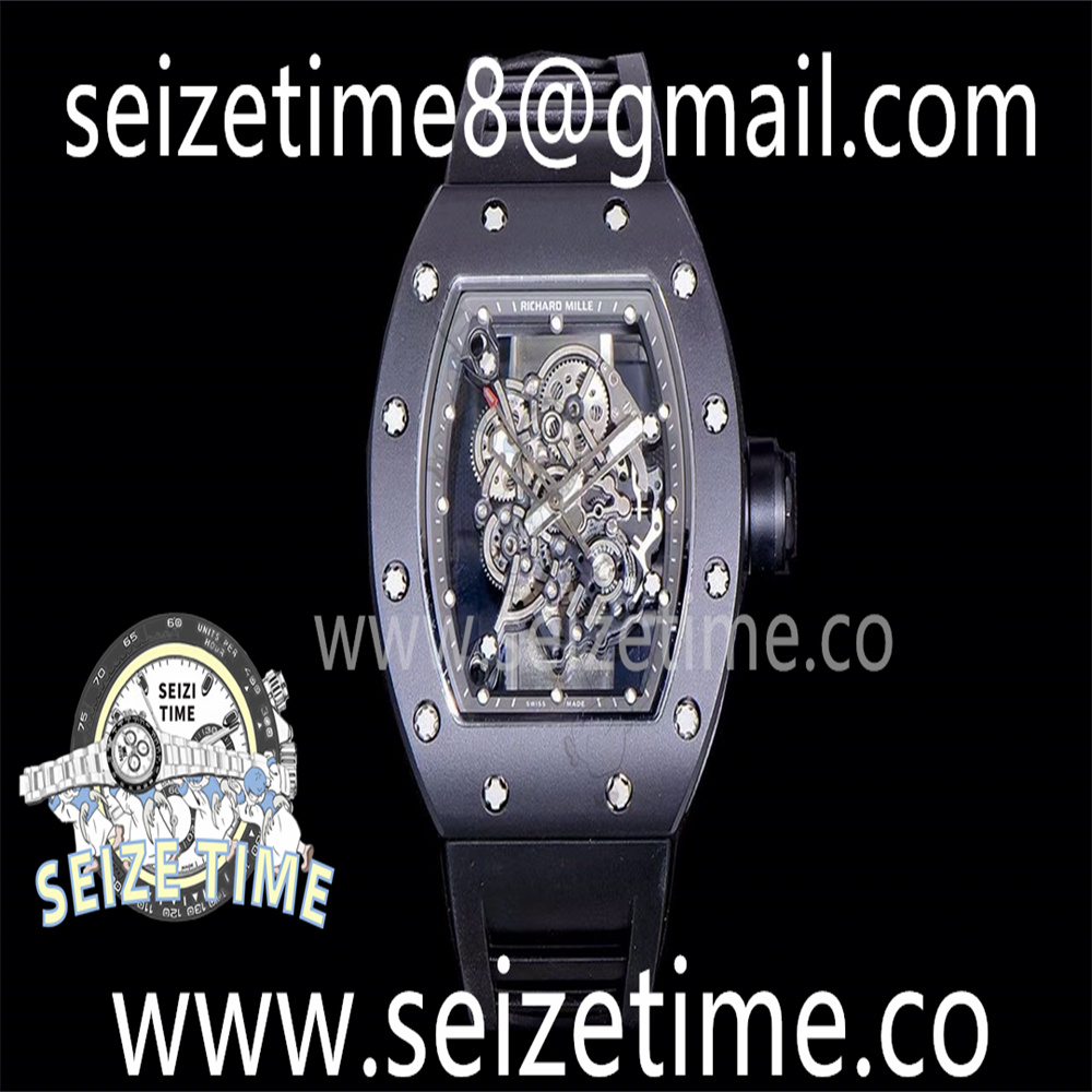 RM055 Black Ceramic KVF Best Edition Skeleton Dial Black Case on Black Rubber Strap MIYOTA8215 V3