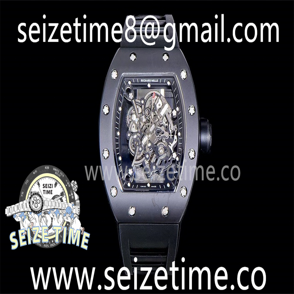 RM055 Black Ceramic KVF Best Edition Skeleton Dial Black Case on Black Rubber Strap MIYOTA8215 V3