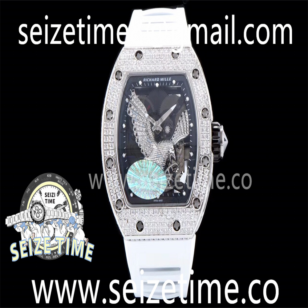 RM 51-01 SS Eagle Diamonds Bezel KVF Best Edition on White Rubber Strap MIYOTA8215