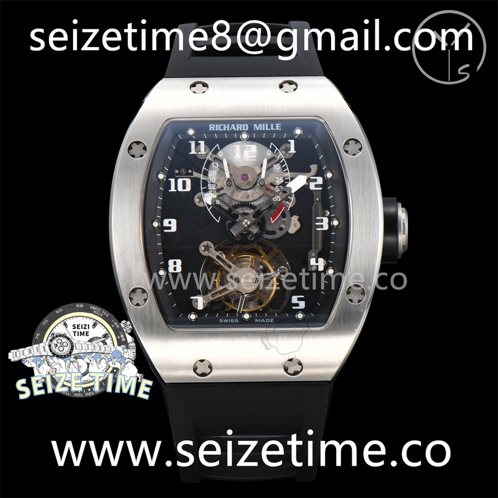 RM001 Tourbillon SS YSF Best Edition Black Dial on Black Leather Strap