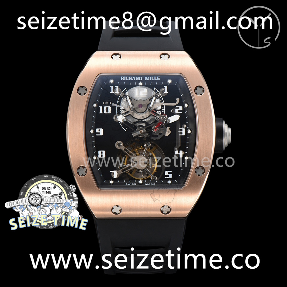 RM001 Tourbillon RG YSF Best Edition Black Dial on Black Leather Strap