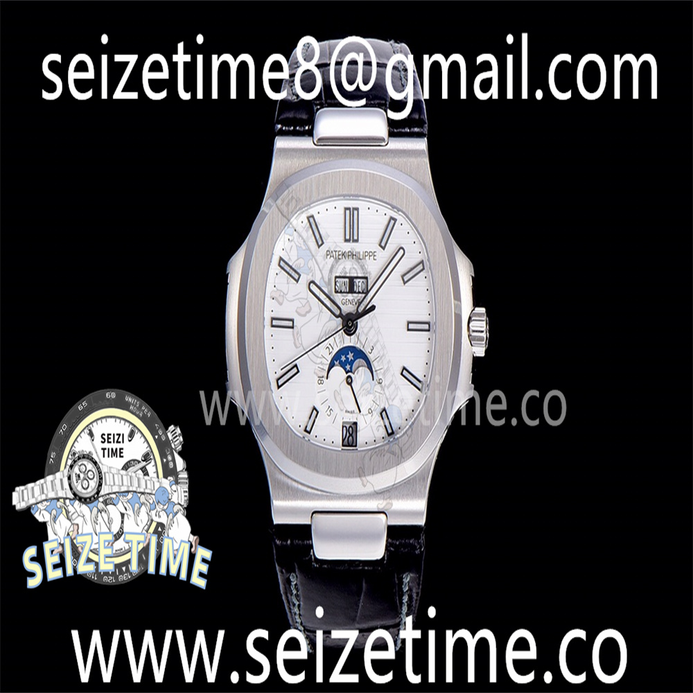 Nautilus 5726 Complicated SS GRF Best Edition White Textured Dial on Leather Strap GRF V3 A324