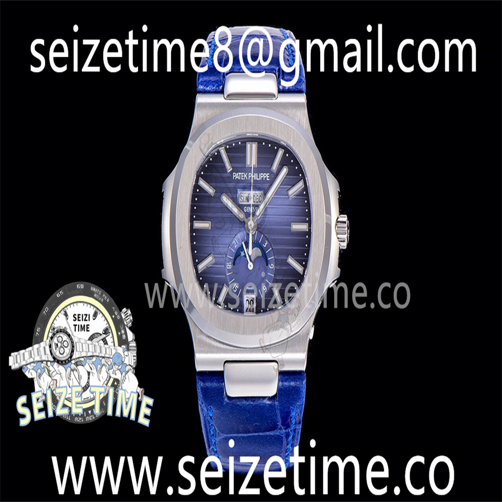 Nautilus 5726 Complicated SS GRF Best Edition Blue Textured Dial on Leather Strap GRF V3 A324