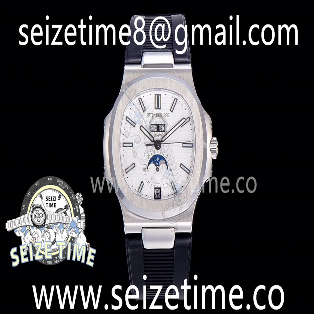 Nautilus 5726 Complicated SS GRF Best Edition White Textured Dial on Rubber Strap GRF V3 A324