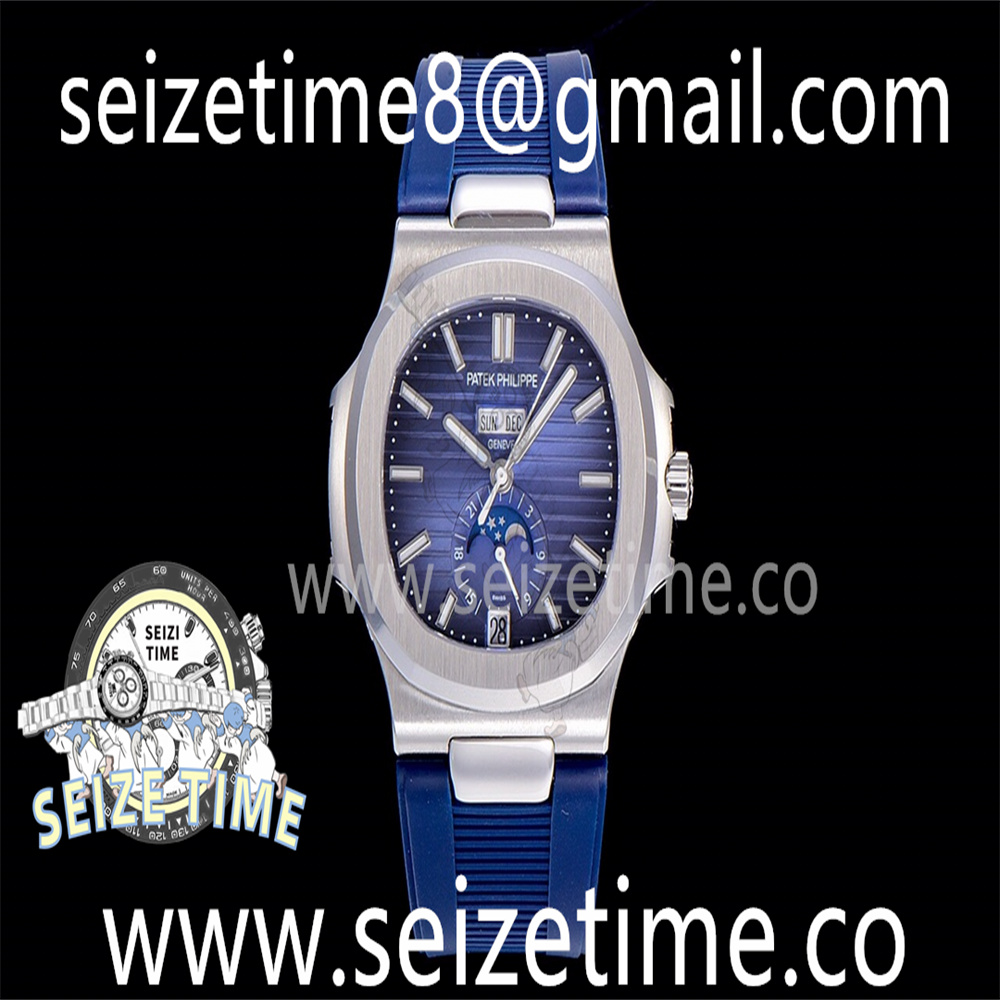 Nautilus 5726 Complicated SS GRF Best Edition Blue Textured Dial on Rubber Strap GRF V3 A324