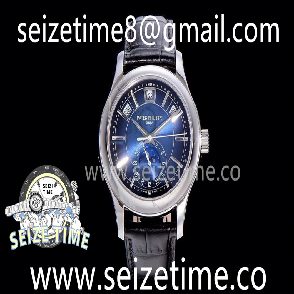 Annual Calendar Moon Phases 5205G-013 SS Blue Dial on Leather Strap GRF V2 MY9015