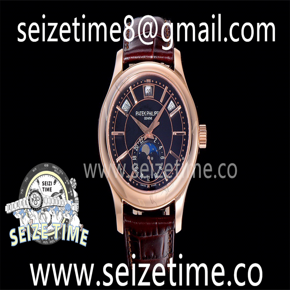 Annual Calendar Moon Phases 5205R RG Black Dial on Leather Strap GRF V2 MY9015