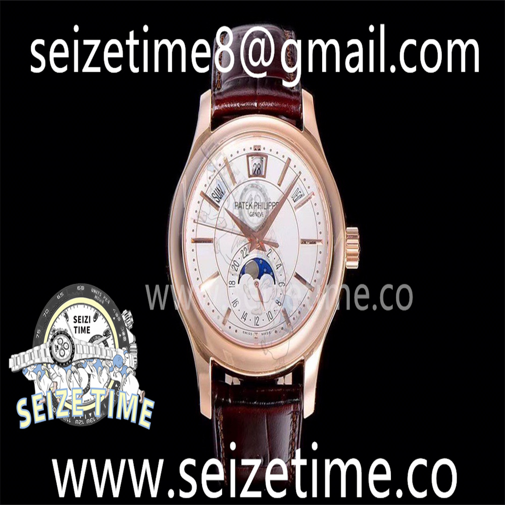Annual Calendar Moon Phases 5205R-001 RG White Dial on Leather Strap GRF V2 MY9015