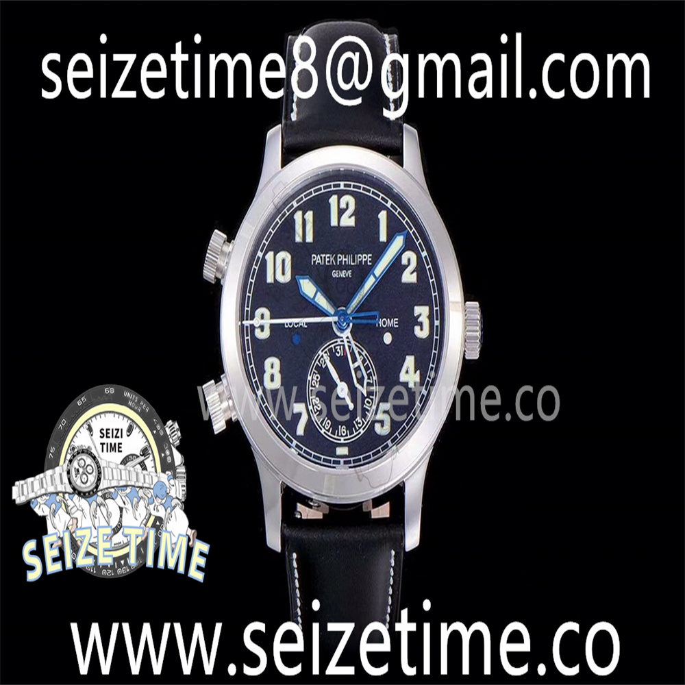 Calatrava Pilot Travel Time 5524 SS Blue Dial on Leather Strap V2 GRF M9015