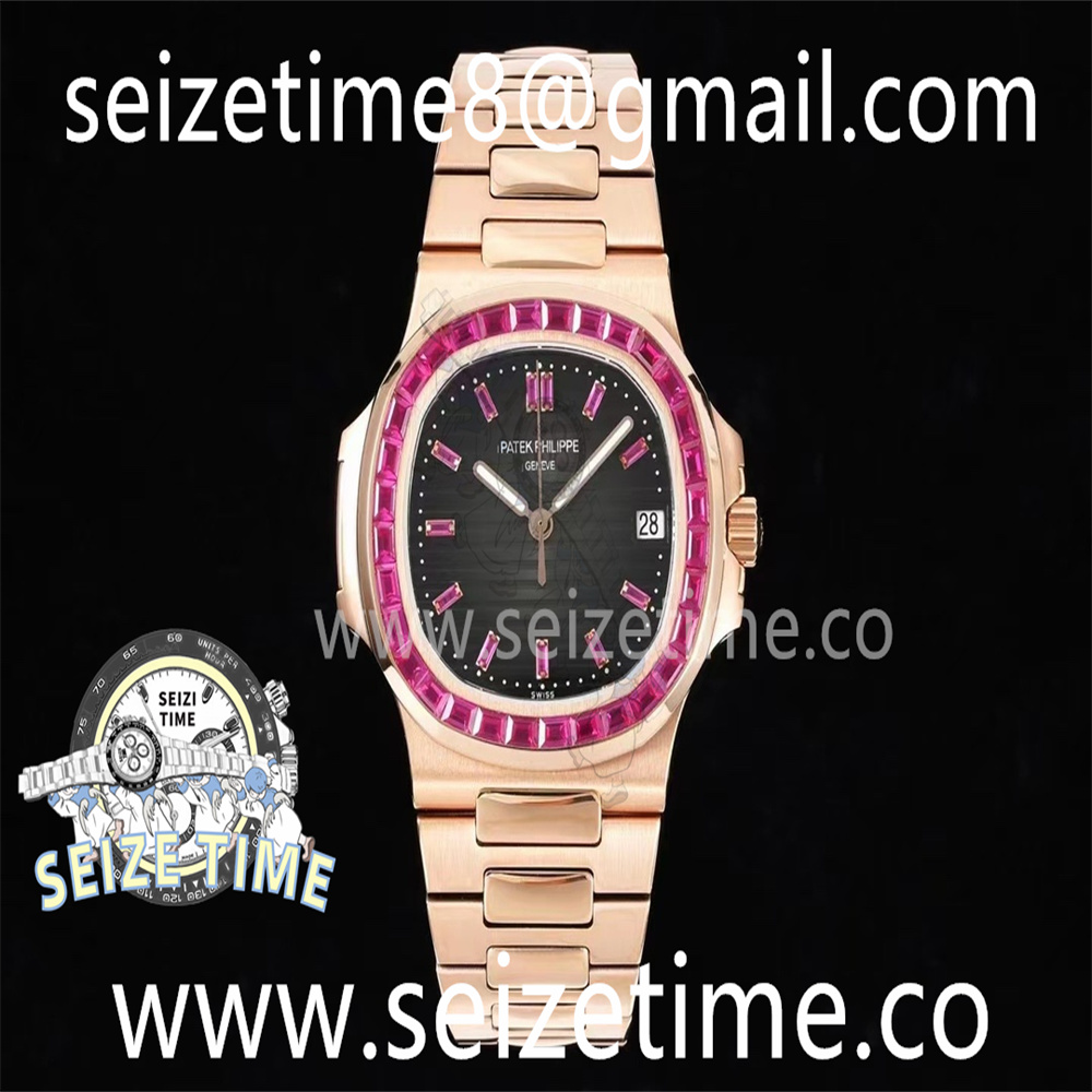 Nautilus 5711 RG GRF 1:1 Best Edition Gray Dial Purple Diamonds Bezel on RG Bracelet 324CS