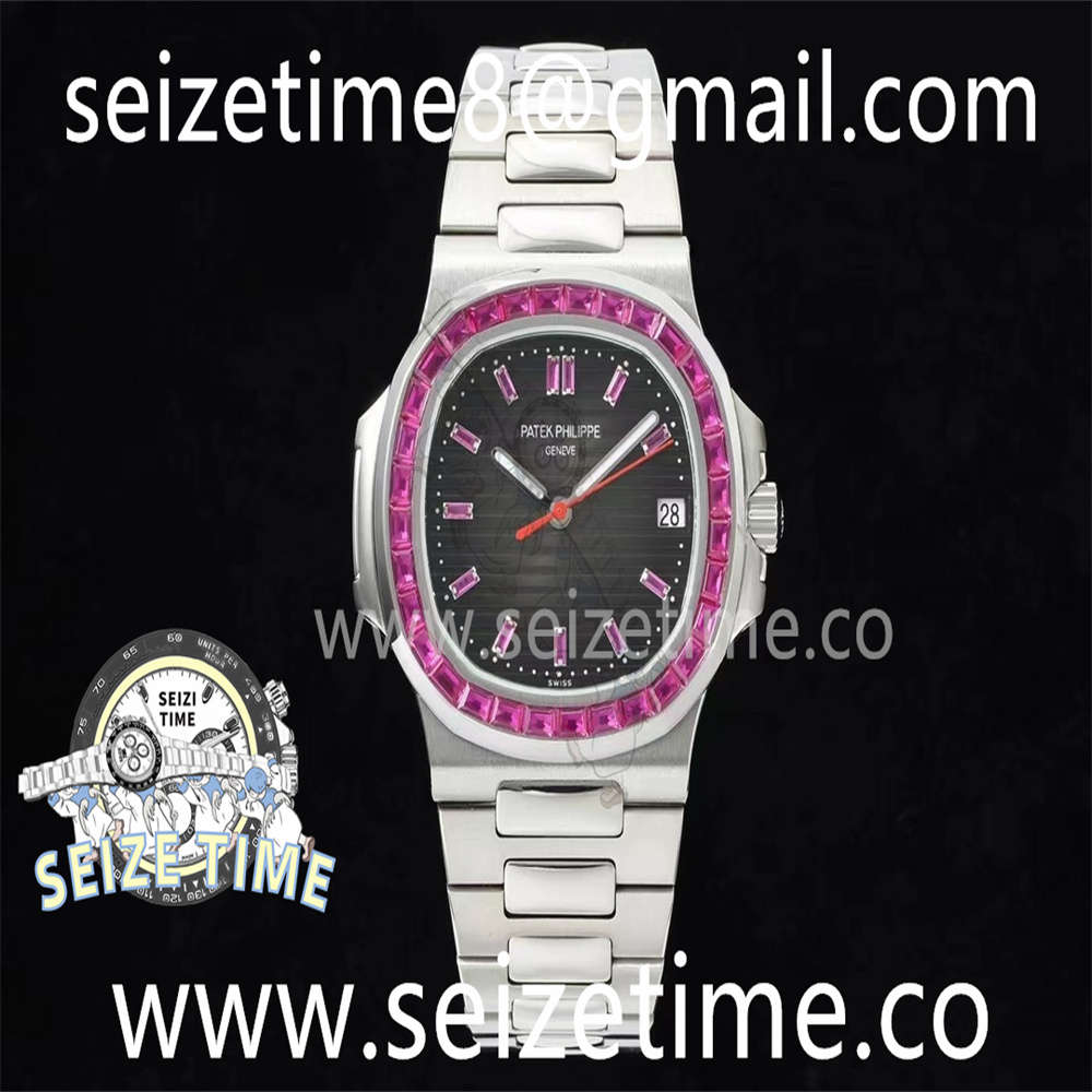 Nautilus 5711 SS GRF 1:1 Best Edition Gray Dial Purple Diamonds Bezel on SS Bracelet 324CS