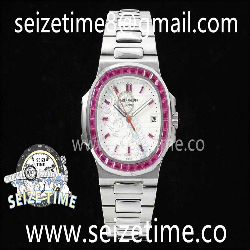 Nautilus 5711 SS GRF 1:1 Best Edition White Dial Purple Diamonds Bezel on SS Bracelet 324CS