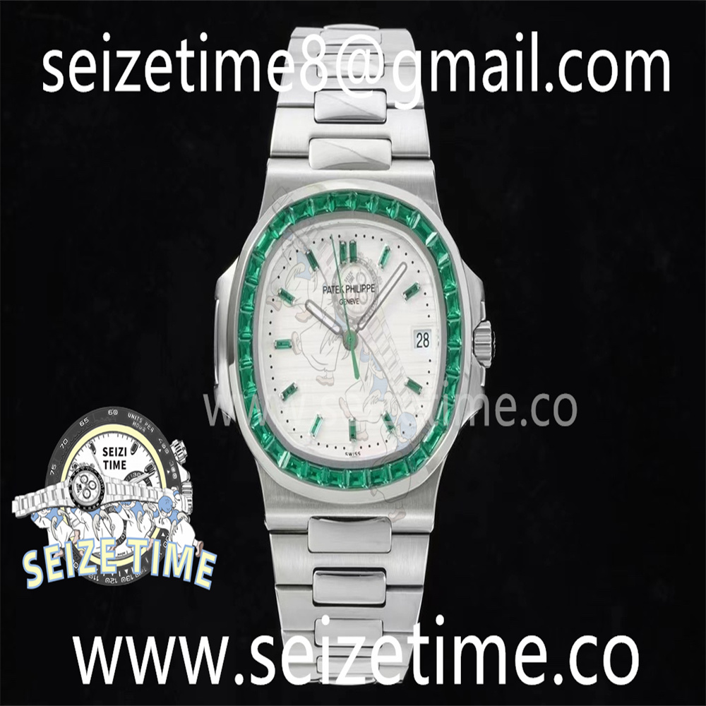Nautilus 5711 SS GRF 1:1 Best Edition White Dial Green Diamonds Bezel on SS Bracelet 324CS