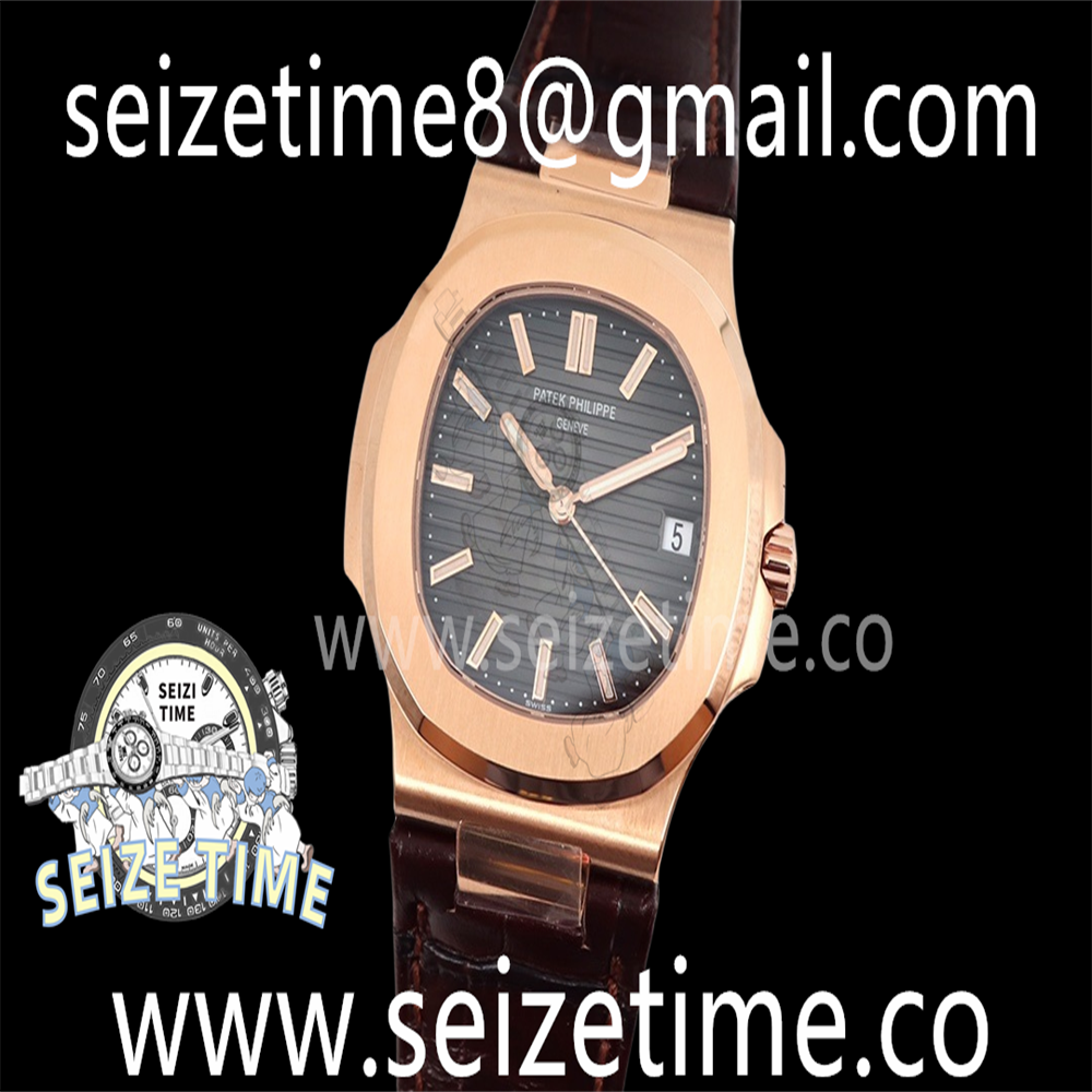 Nautilus 5711 RG GRF 1:1 Best Edition Gray Textured Dial on Brown Leather Strap 324CS