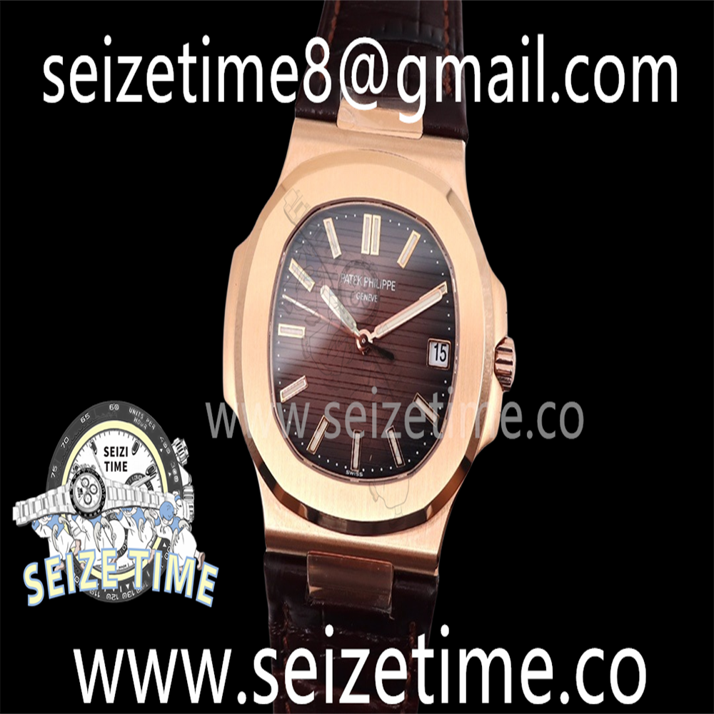 Nautilus 5711 RG GRF 1:1 Best Edition Brown Textured Dial on Brown Leather Strap 324CS