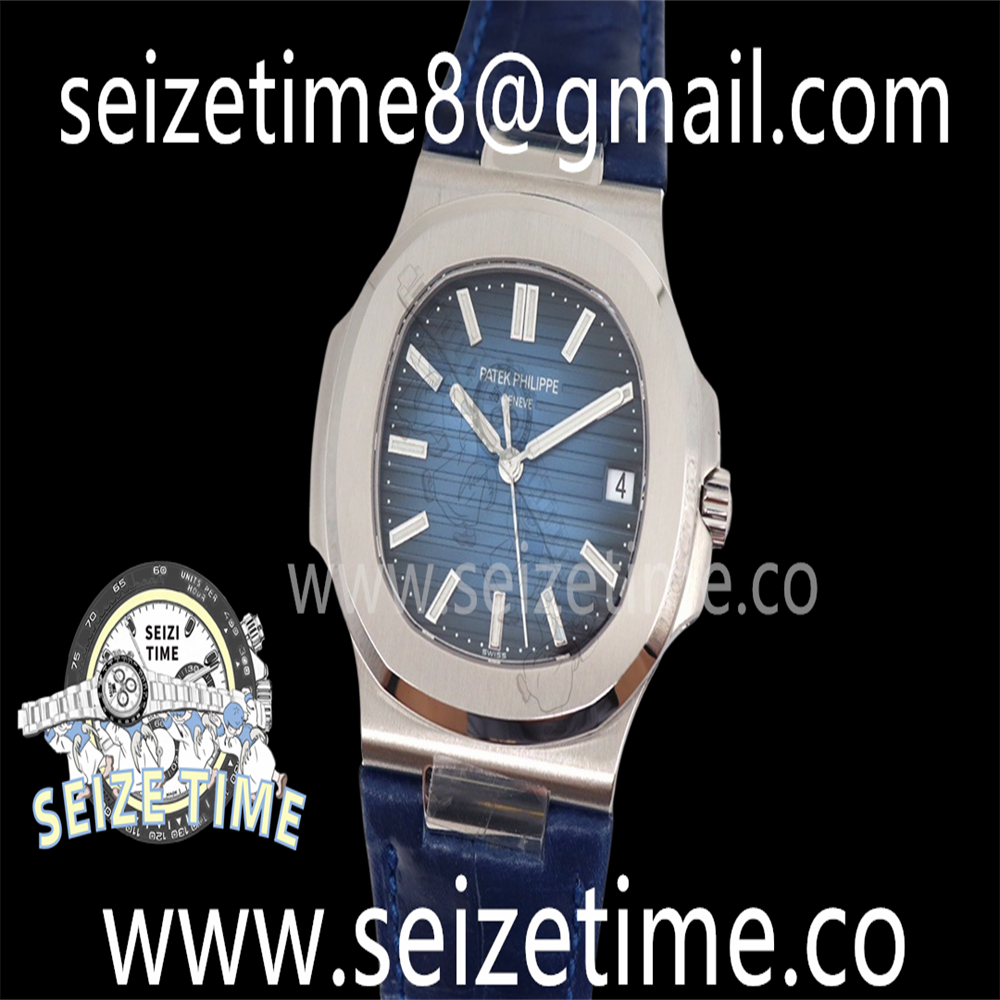 Nautilus 5711 SS GRF 1:1 Best Edition Blue Textured Dial on Blue Leather Strap 324CS