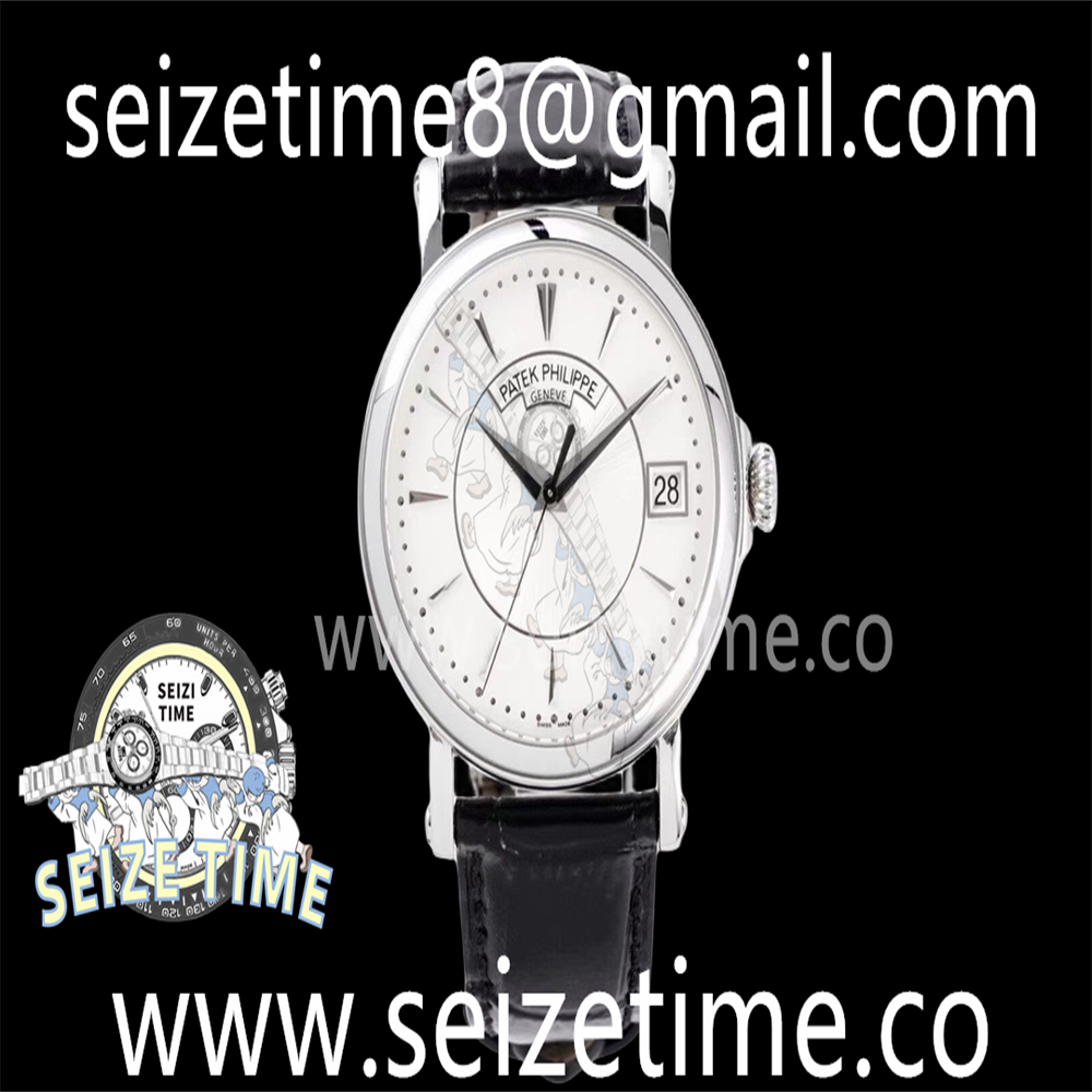 Calatrava 5153 SS ZF 1:1 Best Edition White Dial on Black Leather Strap A324CS