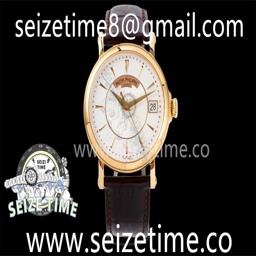 Calatrava 5153 YG ZF 1:1 Best Edition White Dial on Brown Leather Strap A324CS