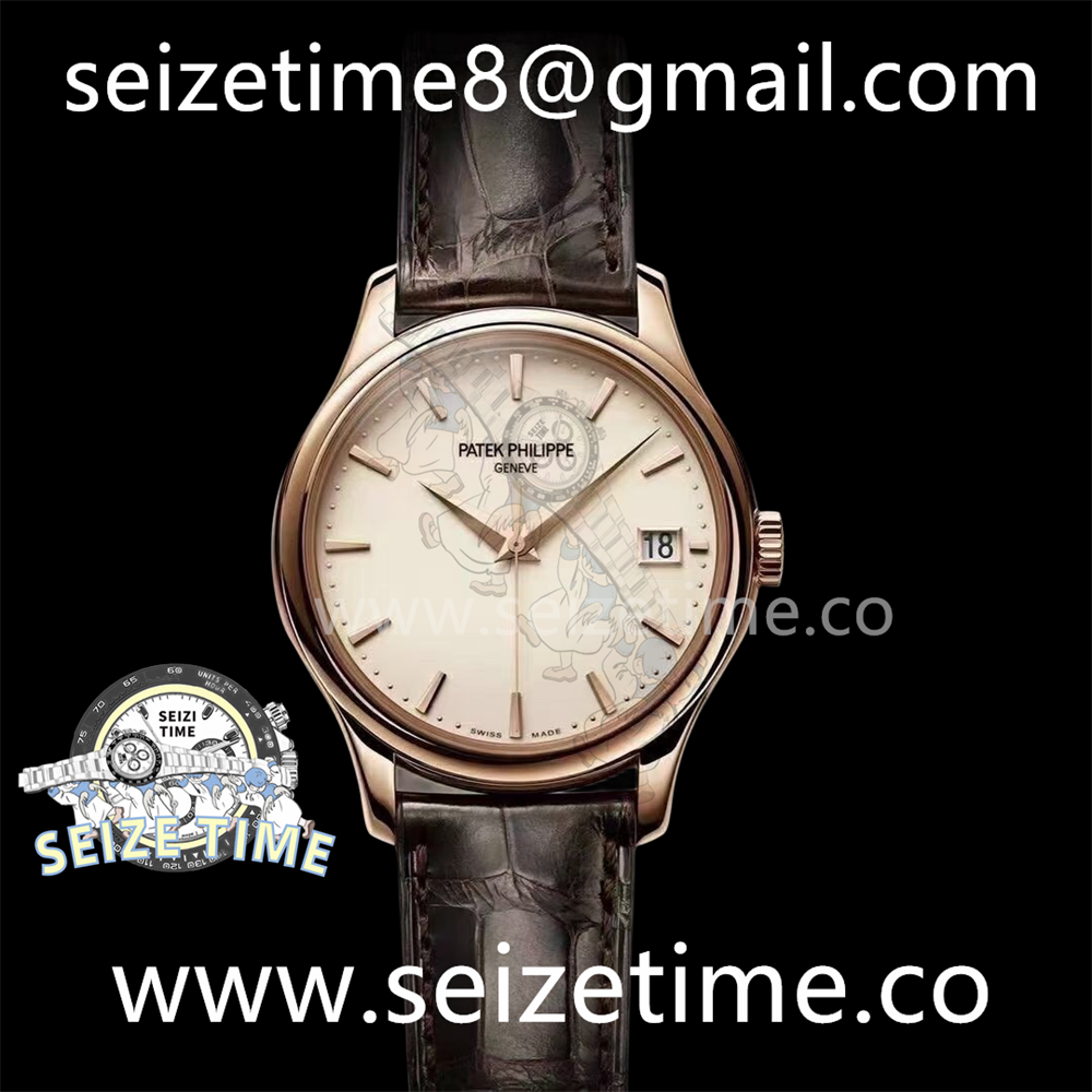Calatrava 5227R RG ZF 1:1 Best Edition White Dial on Brown Leather Strap A324CS