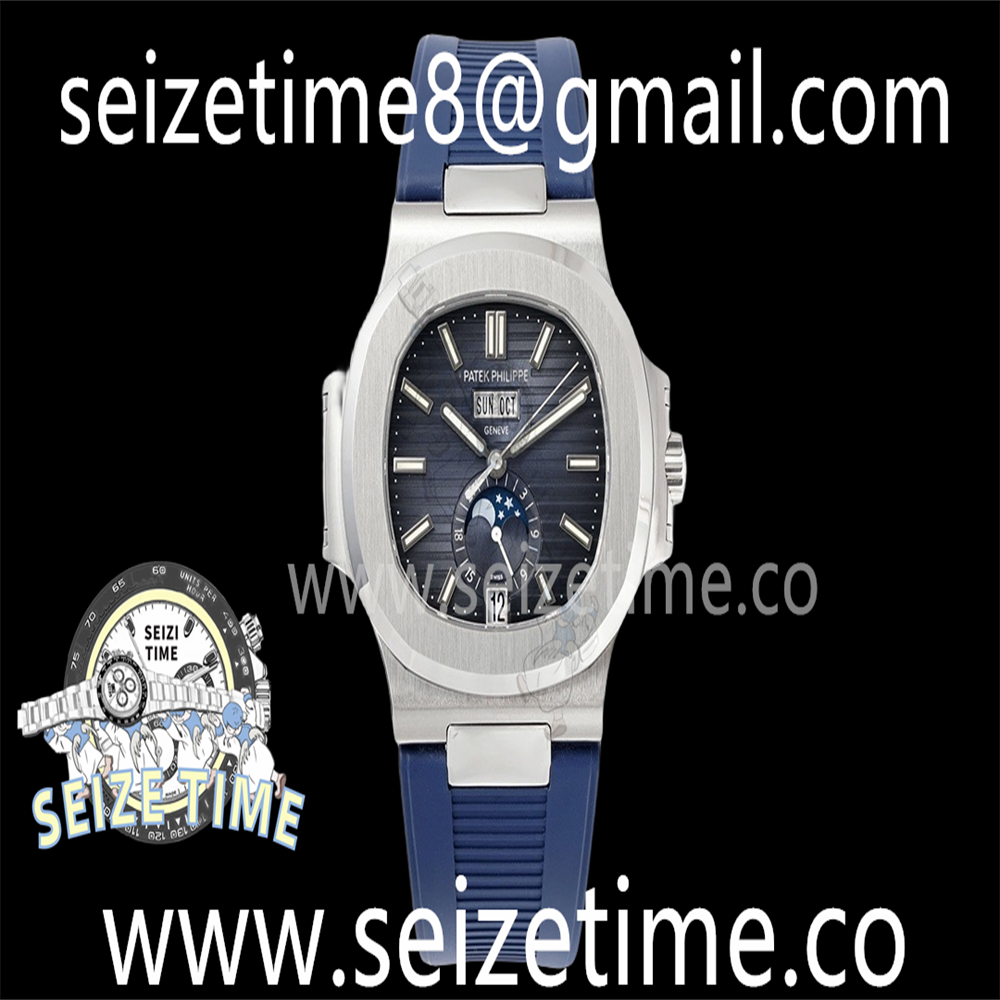 Nautilus 5726 Complicated SS PPF 1:1 Best Edition Blue Textured Dial on Blue Rubber Strap A324