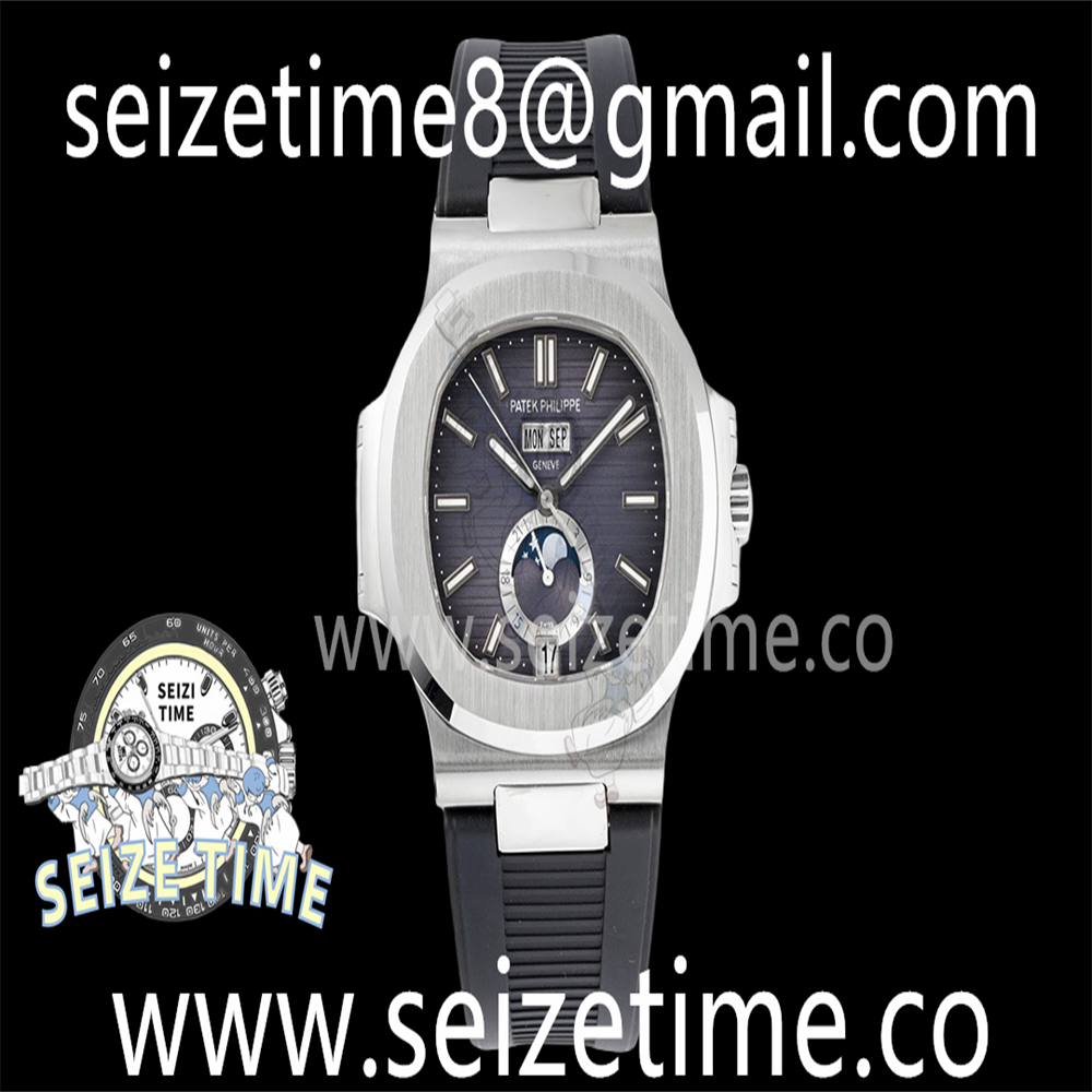 Nautilus 5726 Complicated SS PPF 1:1 Best Edition Gray Textured Dial on Black Rubber Strap A324