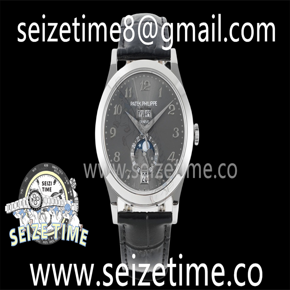 Annual Calendar Moonphase 5396 SS ZF 1:1 Best Edition Gray Dial on Black Leather Strap A324