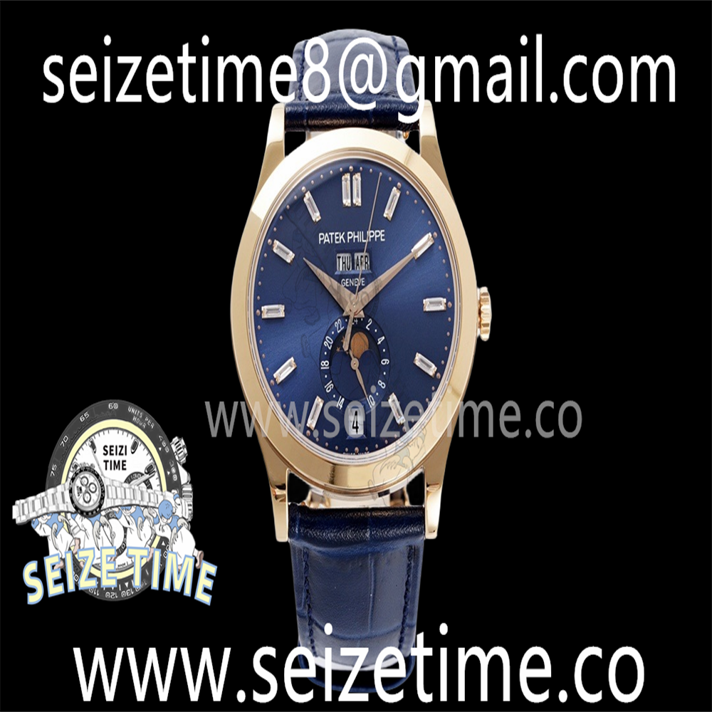 Annual Calendar Moonphase 5396 RG ZF 1:1 Best Edition Blue Crystal Dial on Blue Leather Strap A324