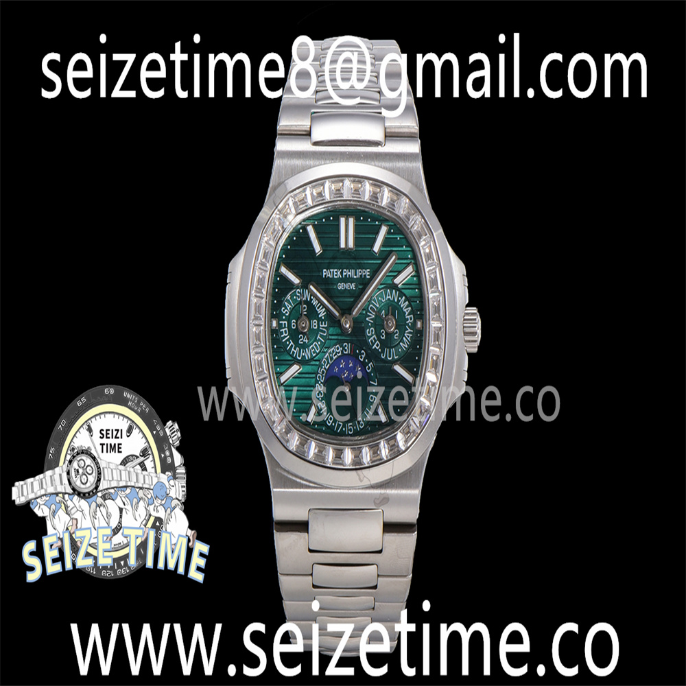Nautilus 5740 SS GRF Best Edition Green Dial Diamonds Bezel on SS Bracelet A240