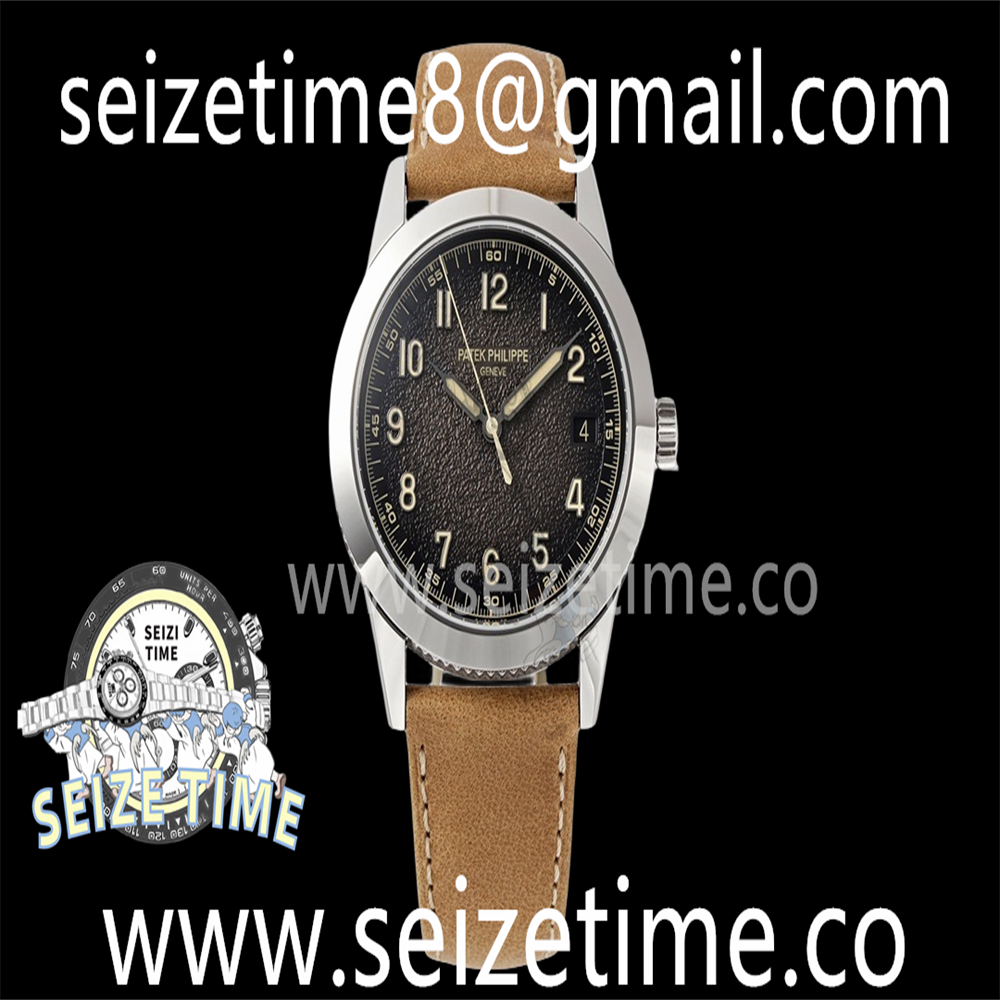 Calatrava 5226G SS PPF 1:1 Best Edition Gray Rock Dial on Brown Leather Strap 330CS